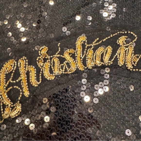 NEW Christian Audigier Womans Black Sequins Top W/ Gold Accents size Medium NWT - Picture 14 of 16